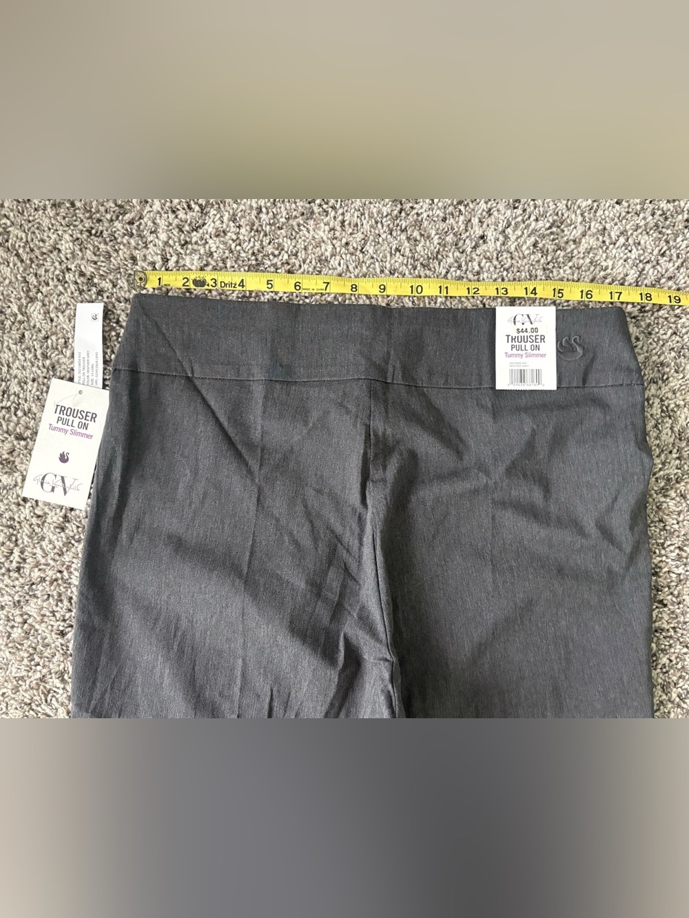 Gloria Vanderbilt Trousers Size 14 Long Heather Grey Tummy Slimmer Pull On Pants